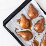 Cinnamon Pears on a baking sheet