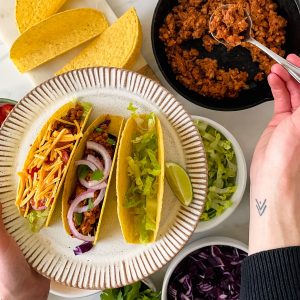 three tacos on a plate